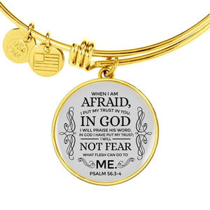 Trust In God Personalized Engraved Gold Circle Bangle Bracelet Custom Name